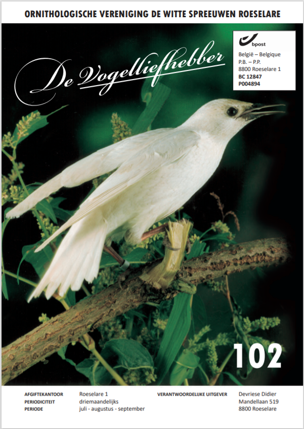Voorblad De Vogelliefhebber 102 2020 03